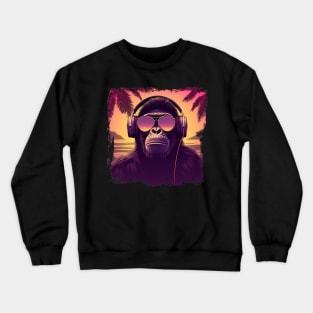 Cool summer monkey ape dj design Crewneck Sweatshirt